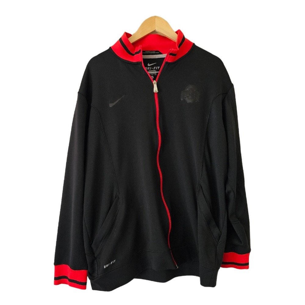 NIKE Ohio State Lightweight Jacket‎ Dri Fit Zip Up XL Black Red